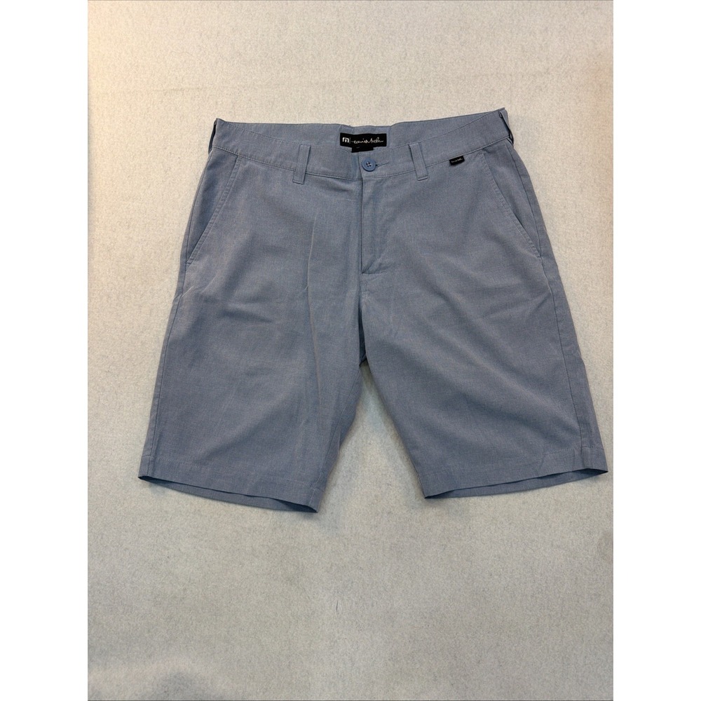 Travis Mathew Shorts Mens 32 Blue Golf Casual Flat Front Performance 10"